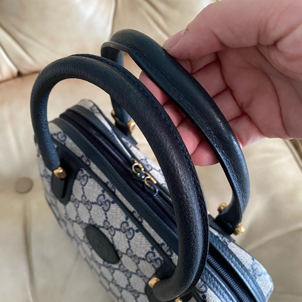 COA Gucci Vintage Mini Satchel GG Monogram Authentic Top Handle - Picture 11 of 15